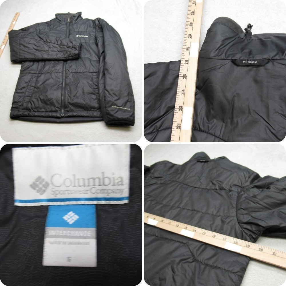 Columbia Jacket Women Small Black Omni-Shield Full Zip Insulated Puffer READ